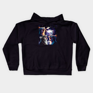 Space Kitty Chic Elevate Your Wardrobe with Cat UFO Designs Kids Hoodie